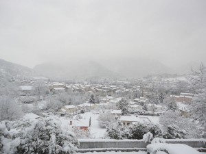 Saillans sous la neige le 16 janvier au matin - Photo Marie-Jeanne Morin