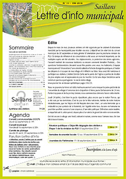 lettre d'info municipale n° 11 été 2016 saillans