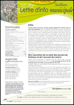 LETTRE D'INFO MUNICIPALE N° 12 AUTOMNE 2016 - SAILLANS