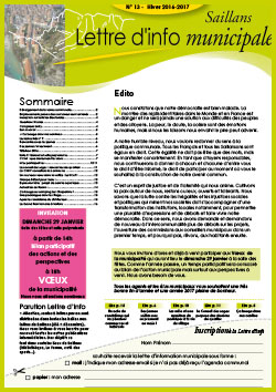 lettre d'info municipale n° 13 hiver 2016-2017 saillans