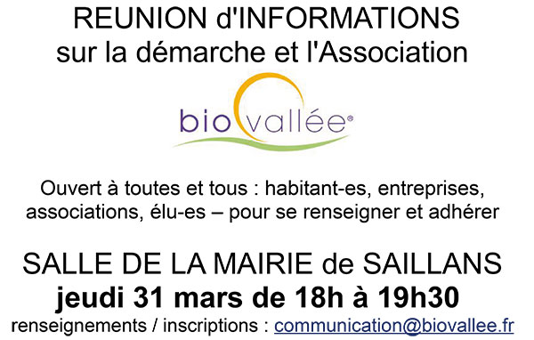 31-03 Réunion d'informations sur la démarche Biovallée