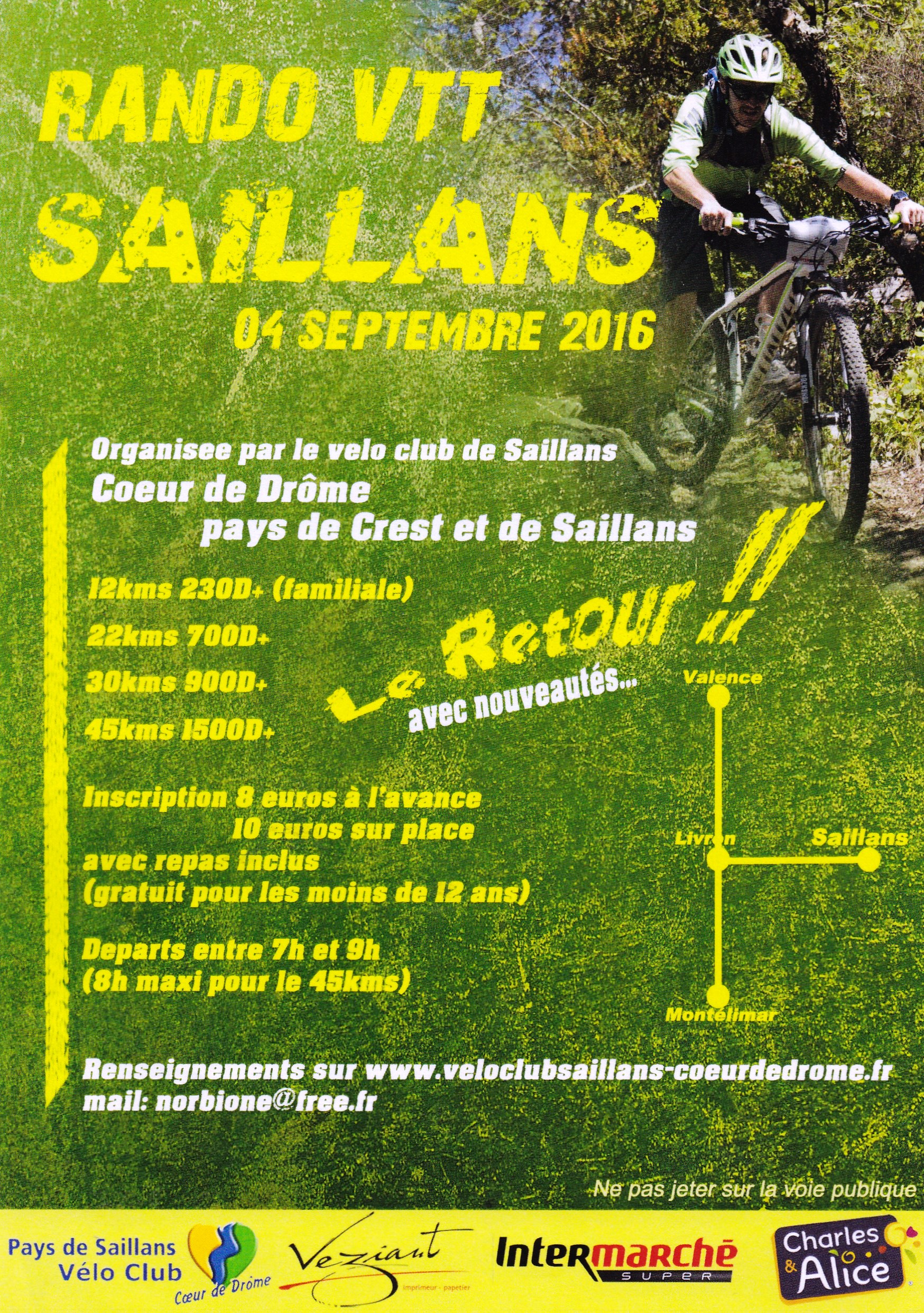 Dimanche 4 septembre 2ème édition "Rando VTT Saillans" Coeur de Drôme
