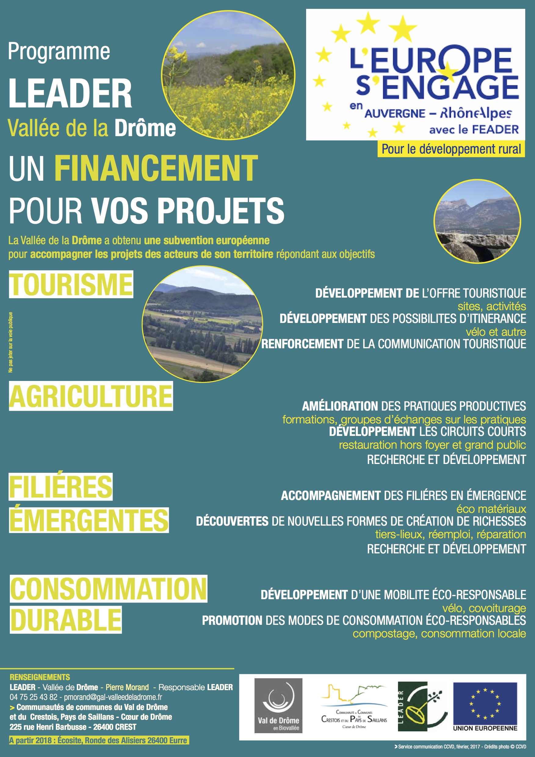 24 mars 2017 – 18h00-20h00 Biovallée le Campus : Programme Européen LEADER – Vallée de la Drôme Réunion publique de présentation à destination des habitants du territoire